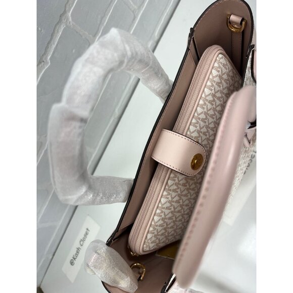 Michael Kors satchel MD purse ipad case kali shoulder bag opticwhite Rose Gold - Picture 9 of 12